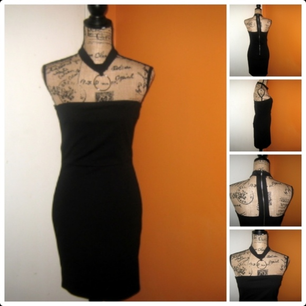 Blanc Large Black BodyCon Choker Mini Dress